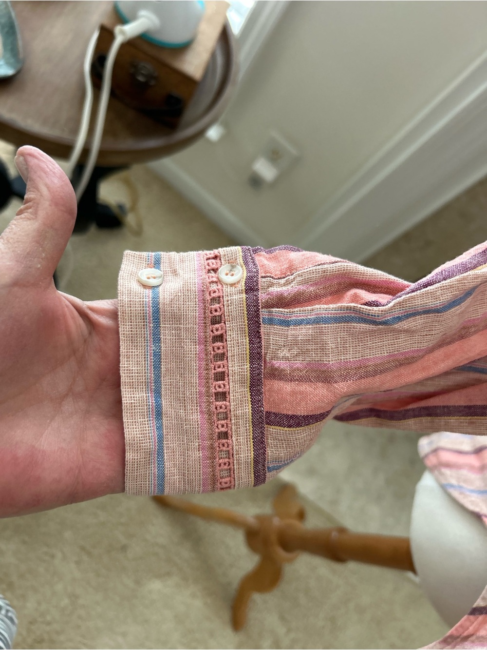 Anthropologie/Maeve Lida Linen Striped , Oversized linen Popover Top - Picture 7 of 12